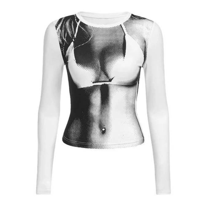 BRAMIRA ABSTRACT BODY CROP TOP