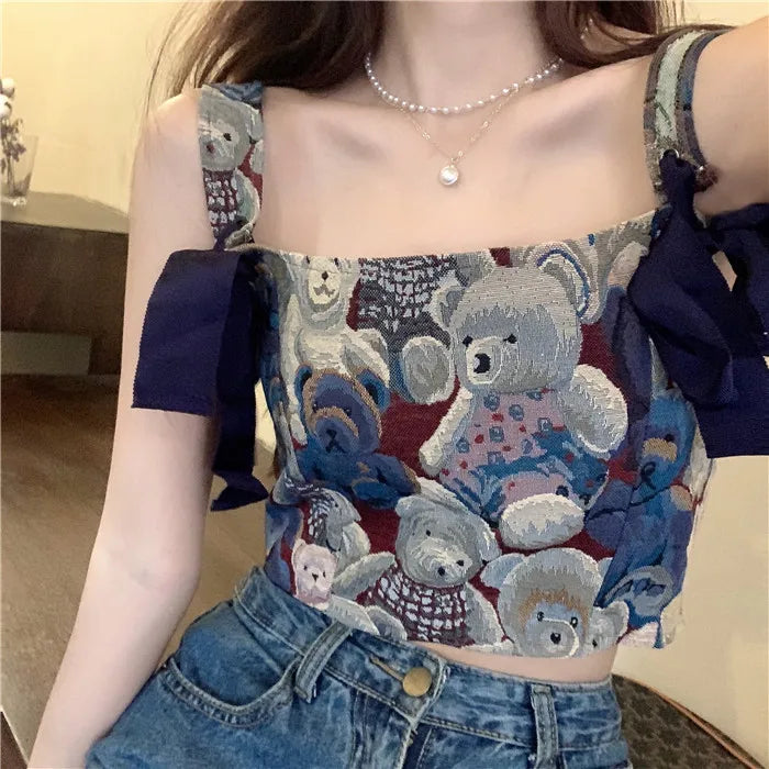 BRAMIRA TEDDY TAPESTRY CROP TOP