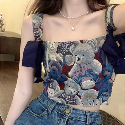 BRAMIRA TEDDY TAPESTRY CROP TOP