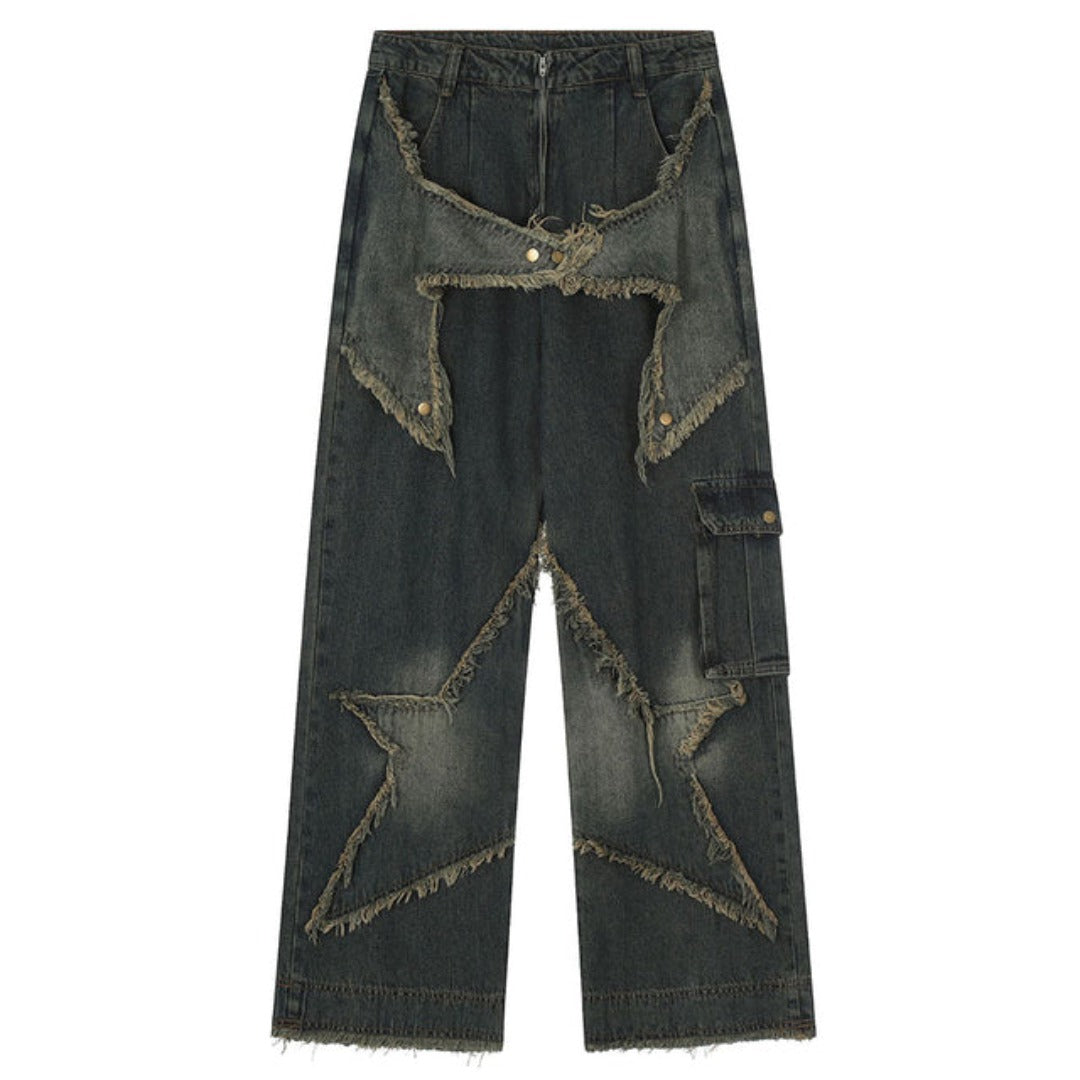 BRAMIRA DISTRESSED EFFECT STAR UNISEX PANTOLON