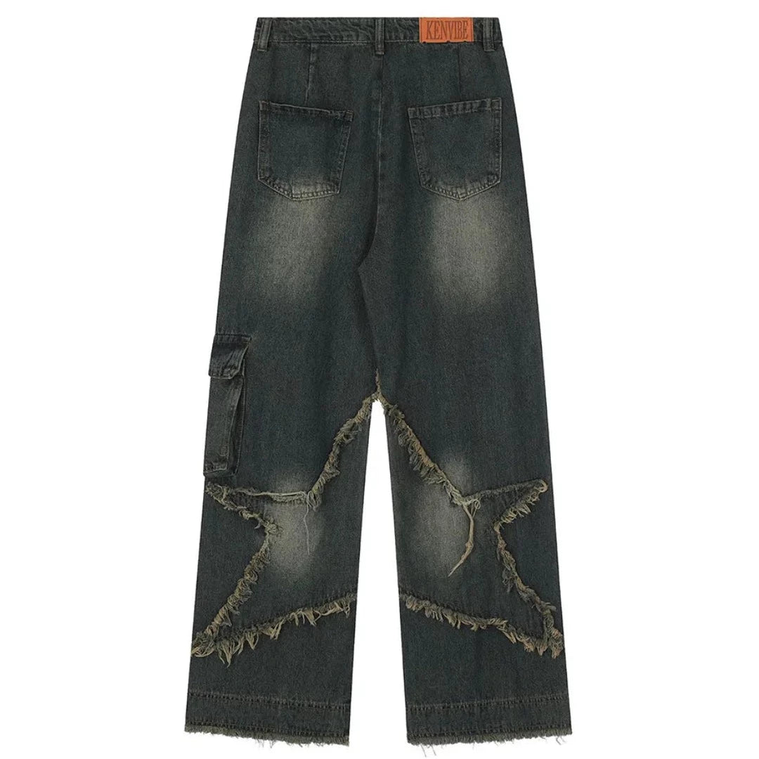 BRAMIRA DISTRESSED EFFECT STAR UNISEX PANTOLON